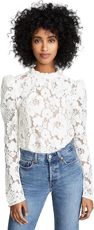 WAYF Women's Emma Puff Sleeve Lace Top | Amazon (US)