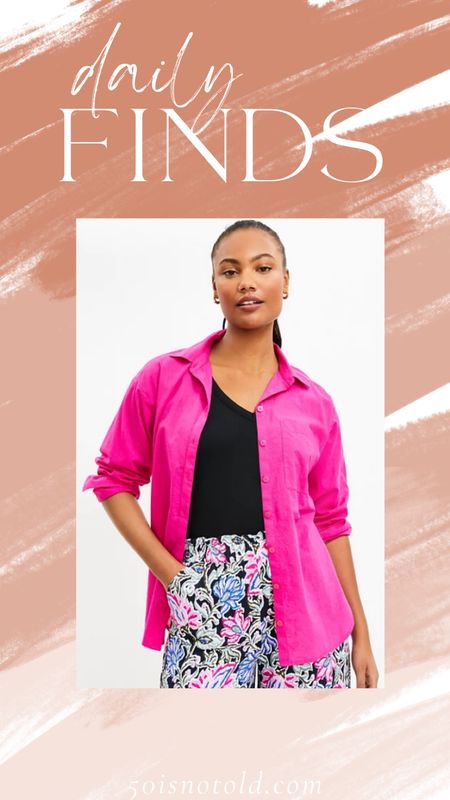 Daily Finds from Loft | Oversized Everyday Shirt | Hot Pink Shirt | Summer Outfits | Travel Style | Vacation Outfit Ideas 

#LTKtravel #LTKFind #LTKSeasonal