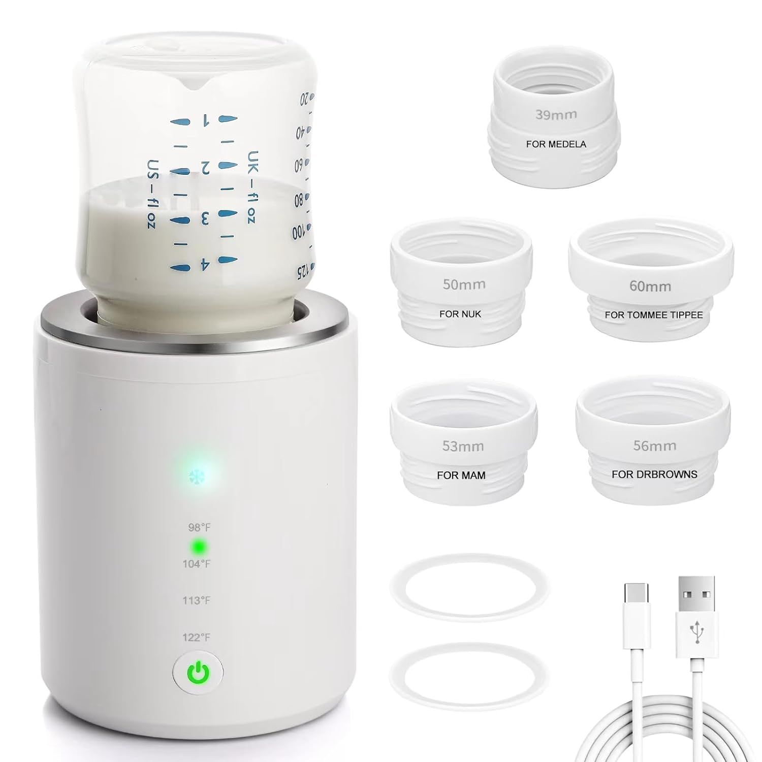 CNDREAM Bottle Warmer, Portable Bottle Warmer with 5 Adapters, Rechargeable Baby Bottle Warmer wi... | Amazon (US)