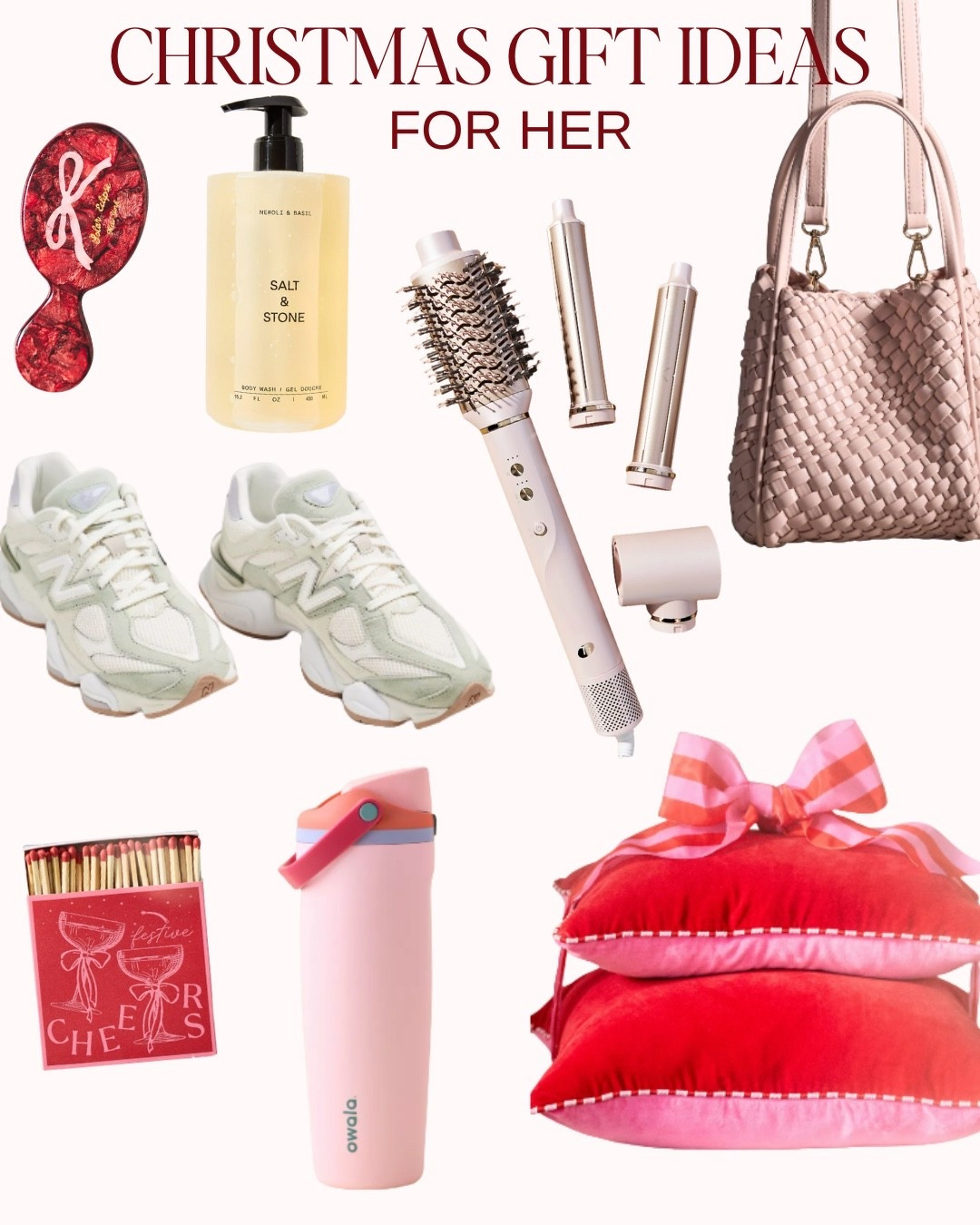 Gifts for her🎀🎁

#owala #giftsforher #christmas #giftguide #throwpillows #giftideas #purse #sneakers #newbalance #anthropologie #hairdryer #bodywash #waterbottle #hairbrush 

#LTKselfcare #LTKGiftGuide #LTKCyberWeek