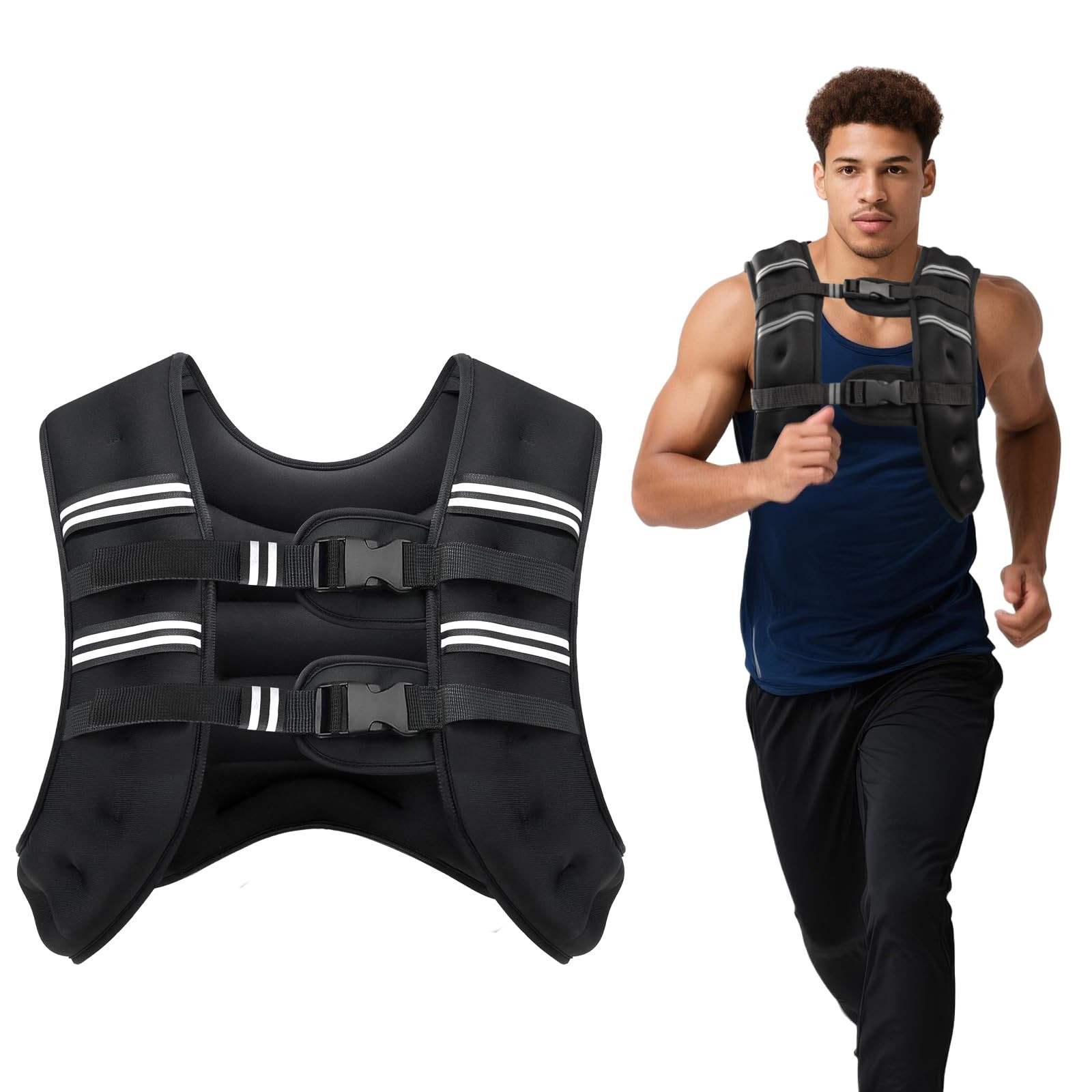 Weighted Vest, 6lb/8lb/12lb/16lb/20lb/30lb for Men, Women with Reflective Stripe, Weight Vests Ad... | Amazon (US)