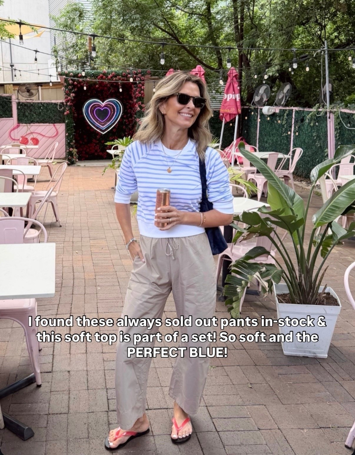 Casual everyday look.  Love this striped top, (part of a set) as XS or S would works, 
pants are a favorite wearing XS. Full elastic waits so true size. 


I’m 5’6”

#LTKootd #LTKOver40 #LTKSeasonal