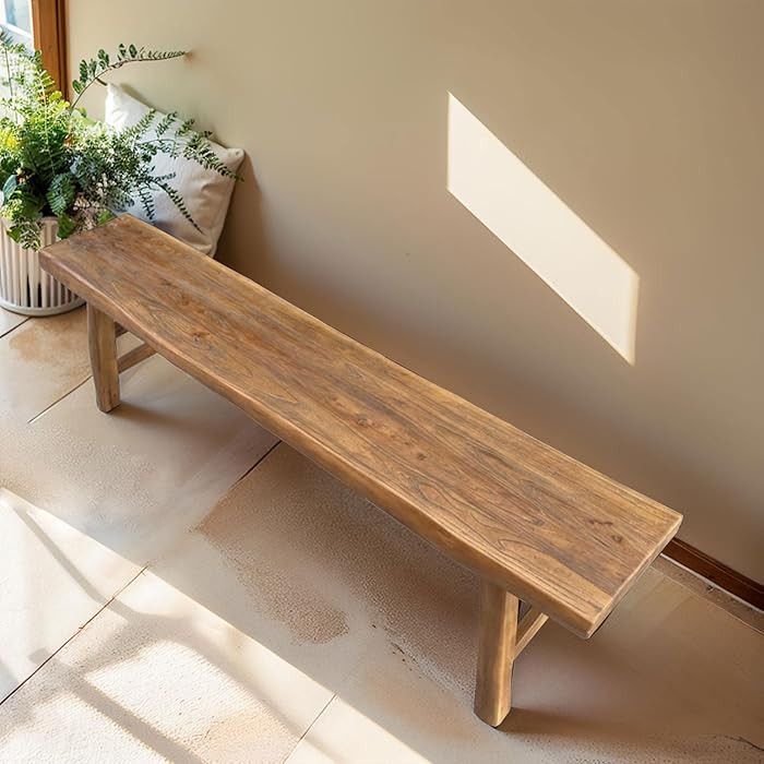 Narrow Bench For Entryway Slim Farmhouse Indoor Wood Rustic Noodle Bench Vintage Dining Table Ski... | Amazon (US)