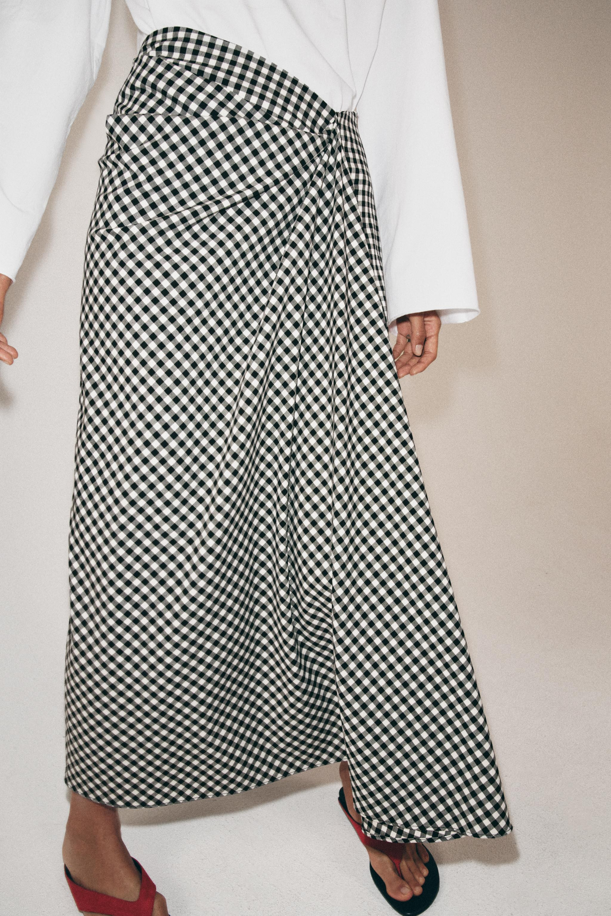 DRAPED GINGHAM SKIRT | Zara US