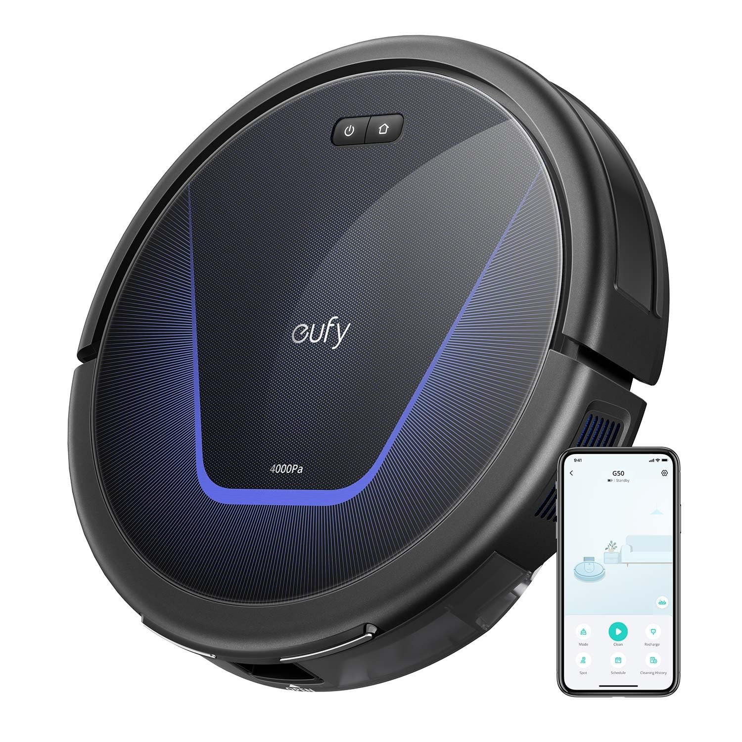 eufy G50 Robot Vacuum Cleaner with 4,000 Pa Strong Suction, Pro-Detangle Comb, Roller Brush, Auto... | Amazon (UK)