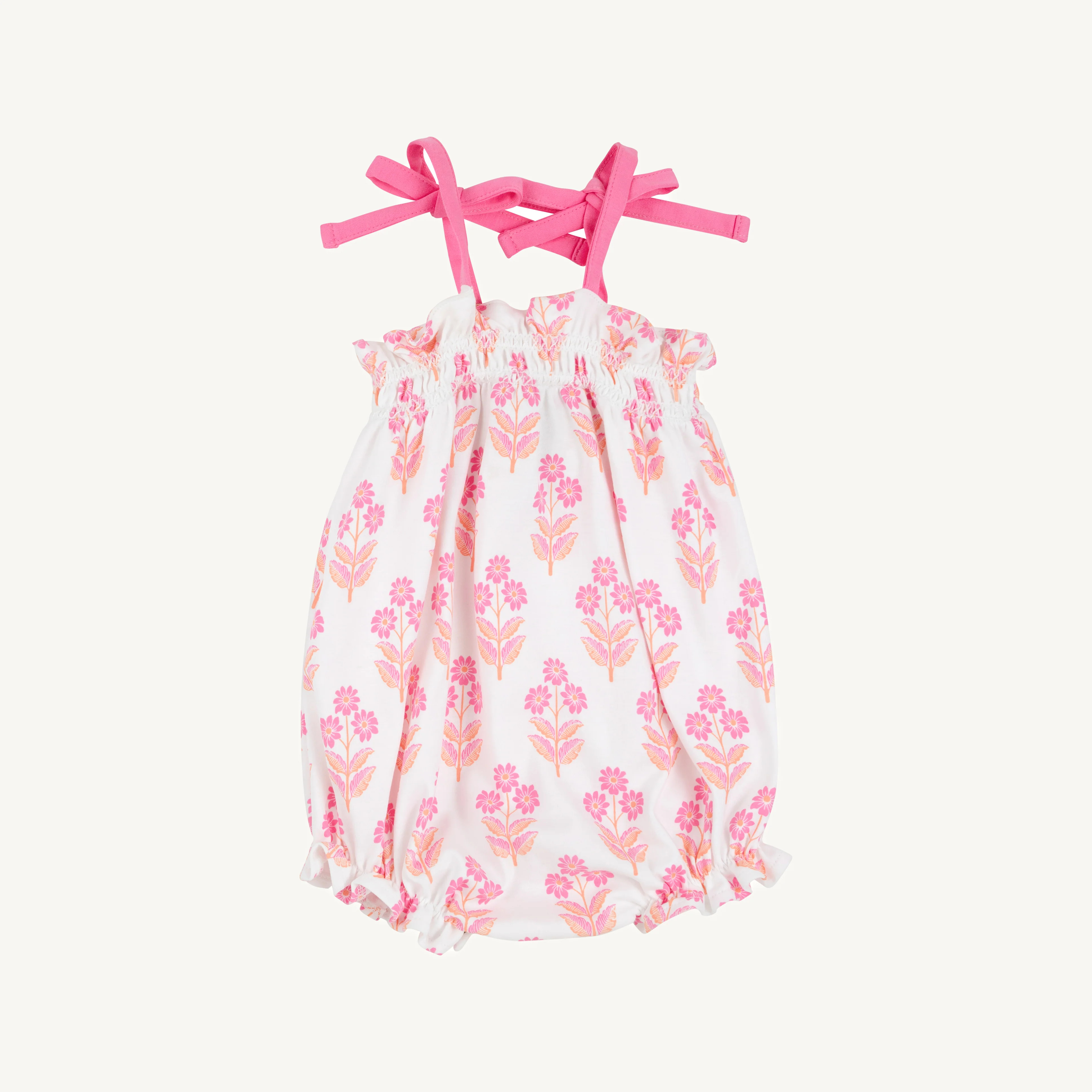 Rosey Romper Girls - Bridgetown Harbour Hand Block Print Pink | The Beaufort Bonnet Company