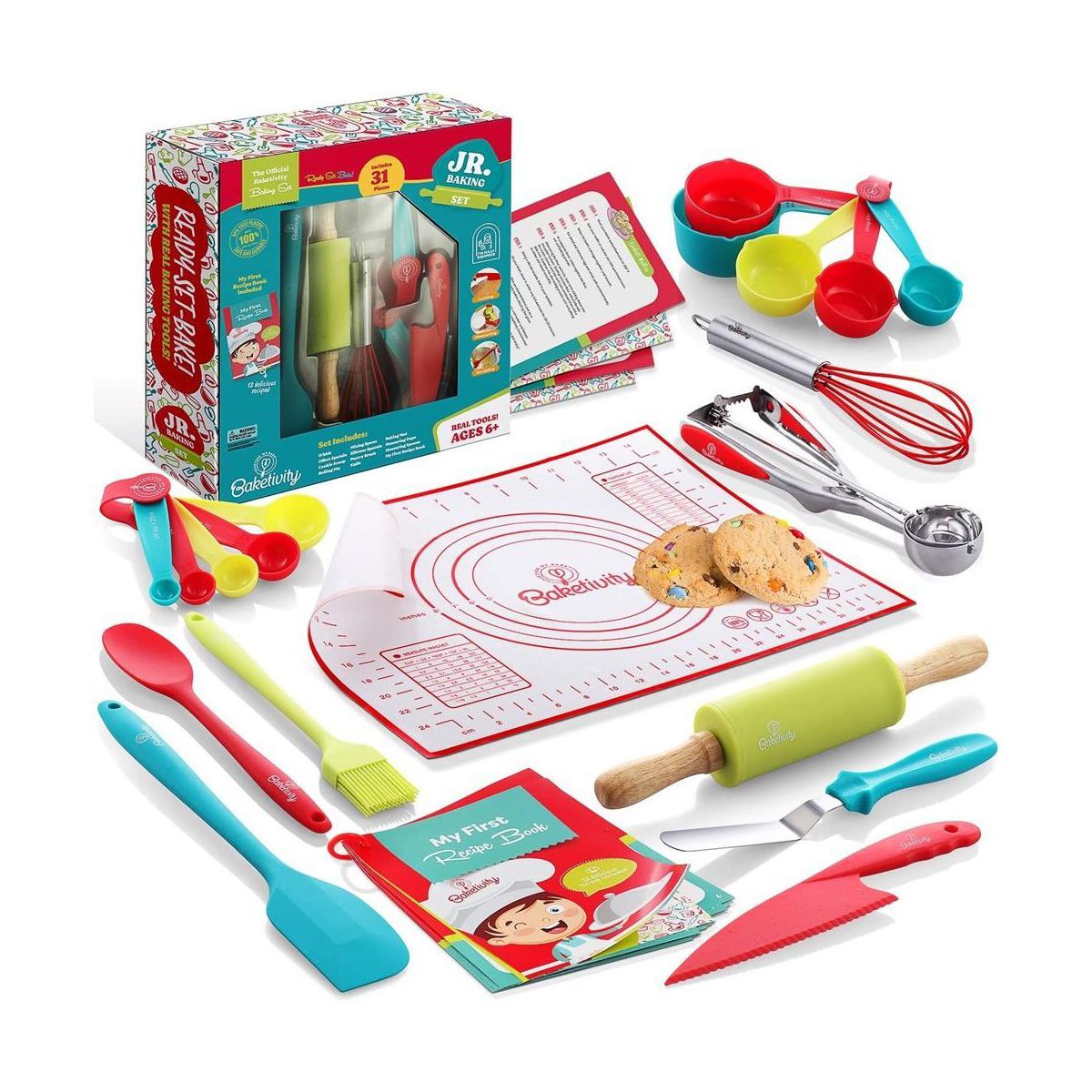 Baketivity 31 Pcs Kids Cooking & Baking Set with Kids Knife & Real Cooking Utensils - Kids Baking... | Target