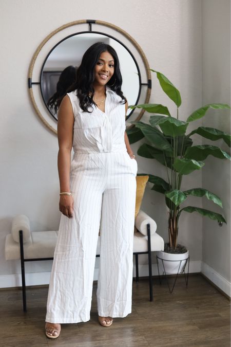 Love this 2 piece set! Striped linen and so beautiful! Love the fit 
Wearing a M for reference 
Wide leg trousers 
Sleeveless vest style top 
#vicidolls

#LTKfindsunder100 #LTKstyletip #LTKfindsunder50