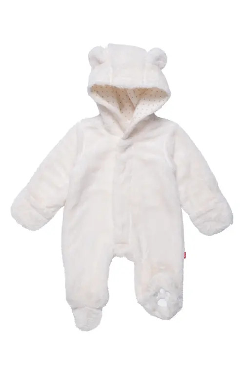 Magnetic Me Cloud Minky Fleece Hooded Footie in White at Nordstrom, Size 0-3M | Nordstrom