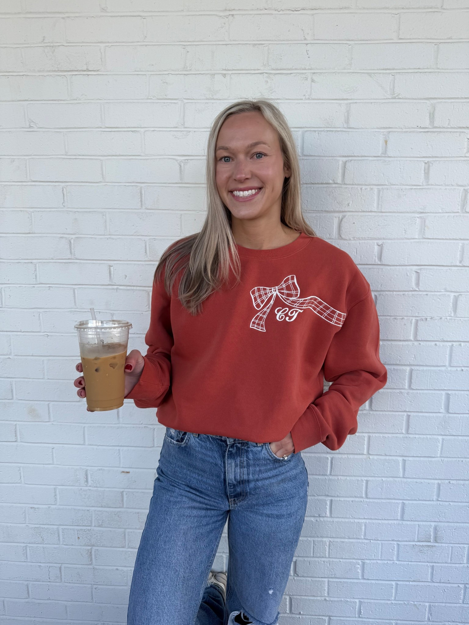 Fall monogrammed sweatshirt! Burnt orange sweatshirt with a bow and my initials 👯‍♀️

#LTKSeasonal #LTKFindsUnder50 #LTKStyleTip