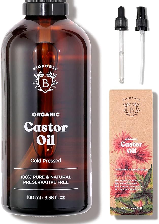 Bionoble Organic Castor Oil 100ml - 100% Pure, Natural, Cold Pressed - Lashes, Eyebrows, Body, Ha... | Amazon (UK)