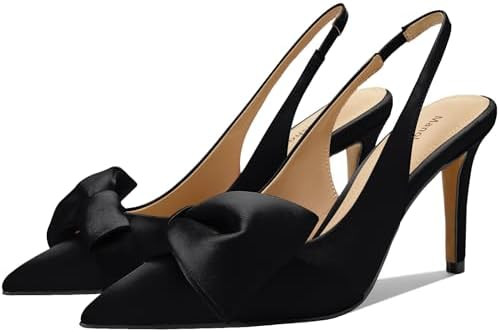 Women's Slingback Heels with Bow Pointed Toe Pumps with Elasticated Strap 3.3" High Heels for Eve... | Amazon (US)