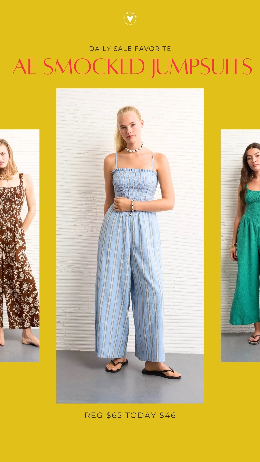 Smocked jumpsuits on sale at American Eagle 🤍

The easiest throw-on-and-go piece… comfy, flattering, and perfect for spring & summer. 

#LTKSaleAlert #LTKootd