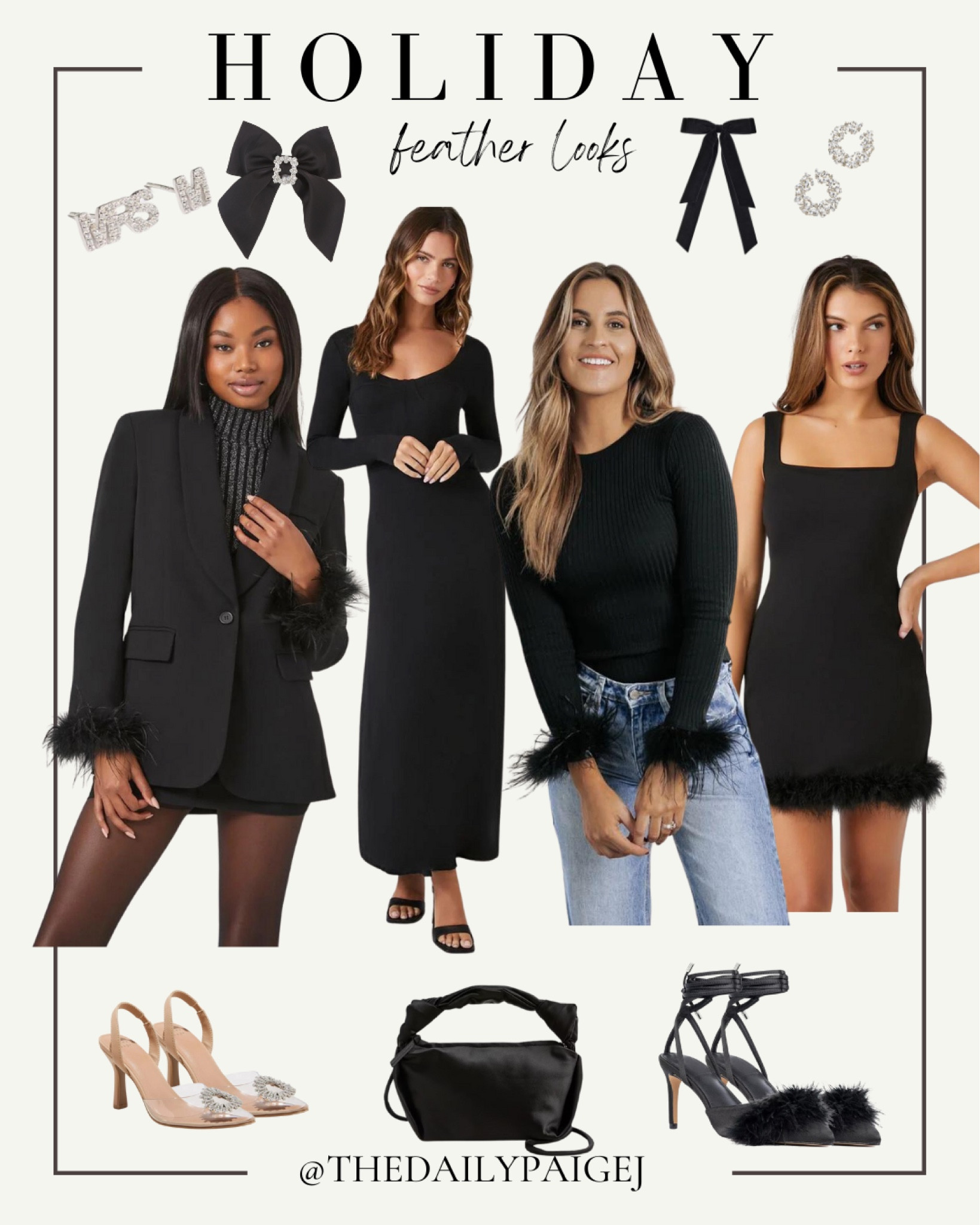 Feathers and bows are on trend for this season! If you’re looking for some basic holiday looks this season, these feather blazers and dresses are perfect for your holiday parties or Christmas celebrations. 

Gift guide, holiday looks, what to wear for Christmas, feather looks, bows for Christmas 

#LTKSeasonal #LTKfindsunder50 #LTKHoliday