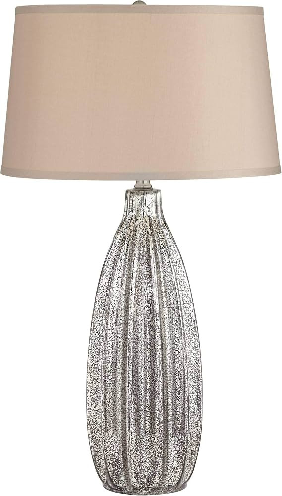 360 Lighting Stella Modern Table Lamp 30" Tall Fluted Mercury Ribbed Glass Taupe Tapered Drum Sha... | Amazon (US)