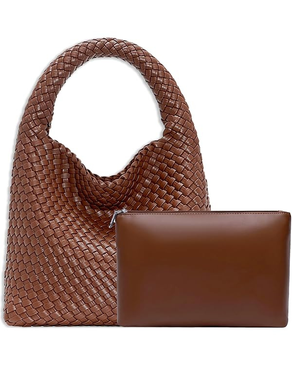 Women Vegan Leather Hand-Woven Tote Handbag Fashion Shoulder Top-handle Bag All-Match Underarm Ba... | Amazon (US)