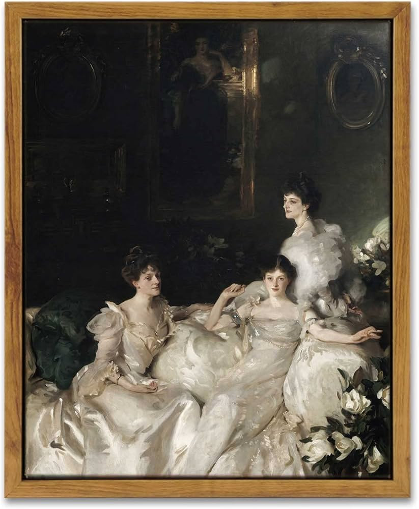 InSimSea Framed Wall Art Decor Classical Oil Painting The Wyndham Sisters Canvas Prints Home Room... | Amazon (US)