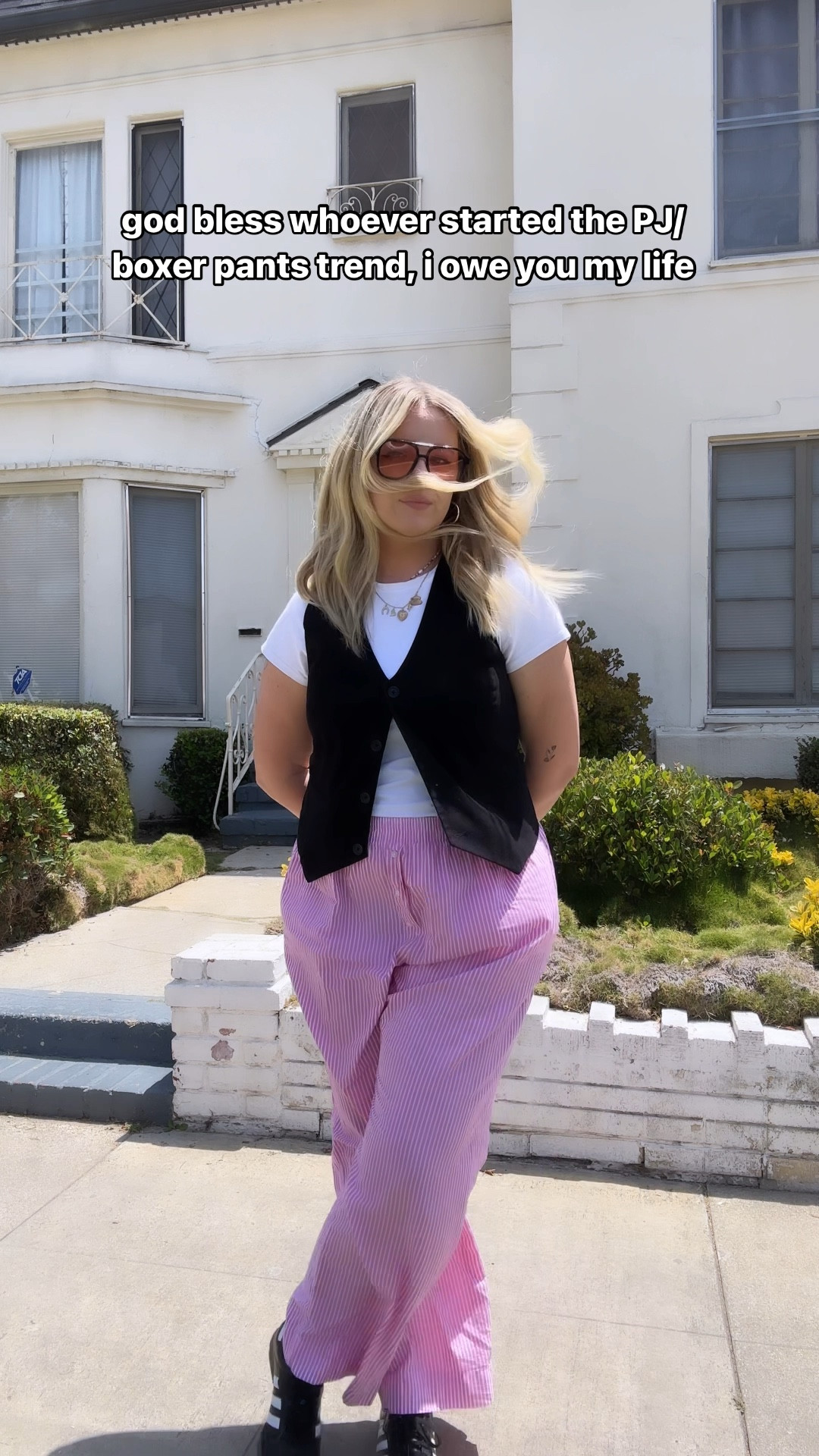 Links to this fit! The pants run BIG so if you’re in between sizes, size down! I also got a size TALL in the pants! The necklace is kinda thin quality (it’s vintage) but it’s super cute and custom! ✨

#LTKSeasonal #LTKMidsize #LTKPlusSize