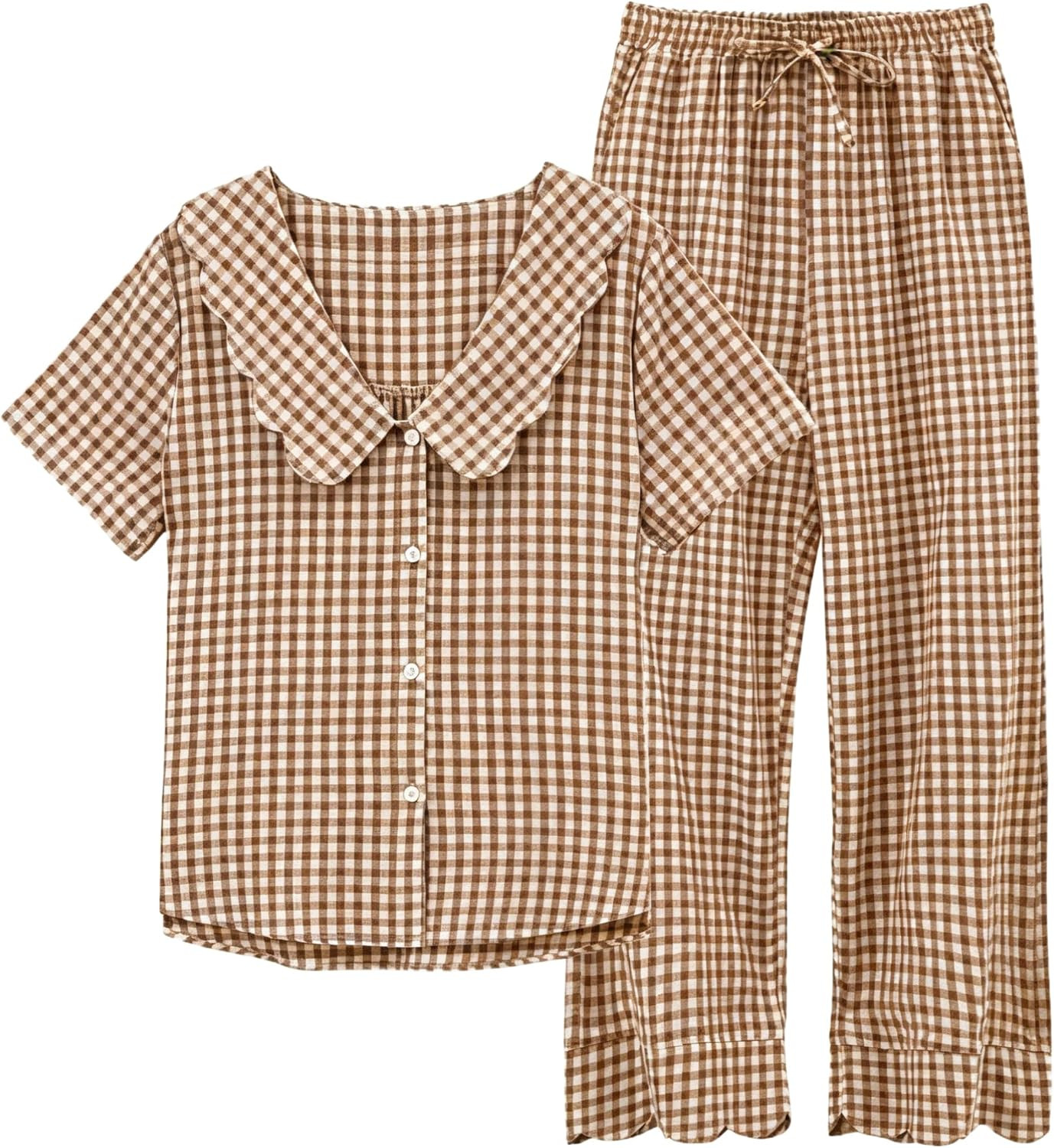 Tanming Women's Gingham Pajama Set Two Piece Lounge Sets | Amazon (US)