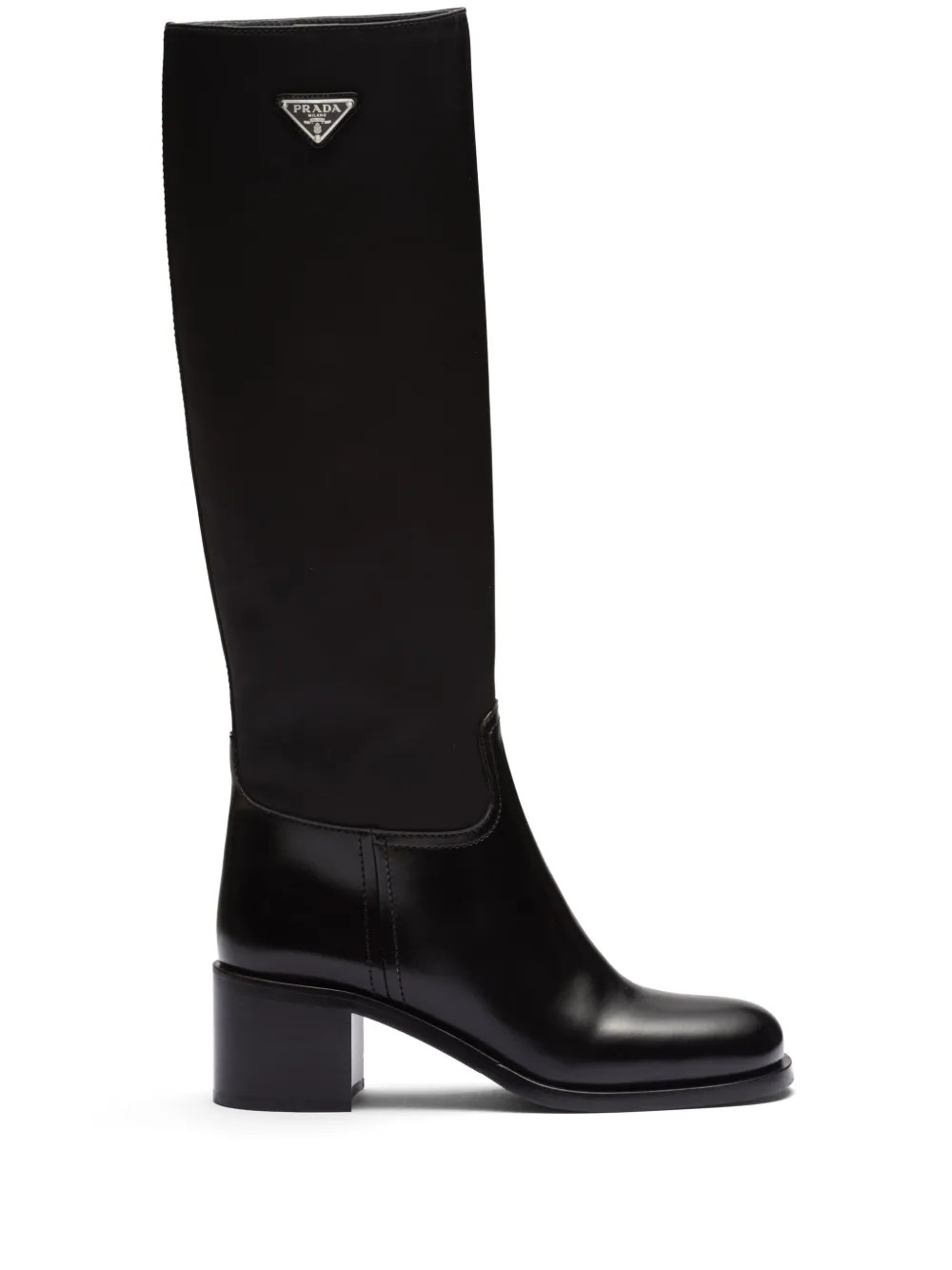 triangle-logo knee-high boots | Farfetch Global