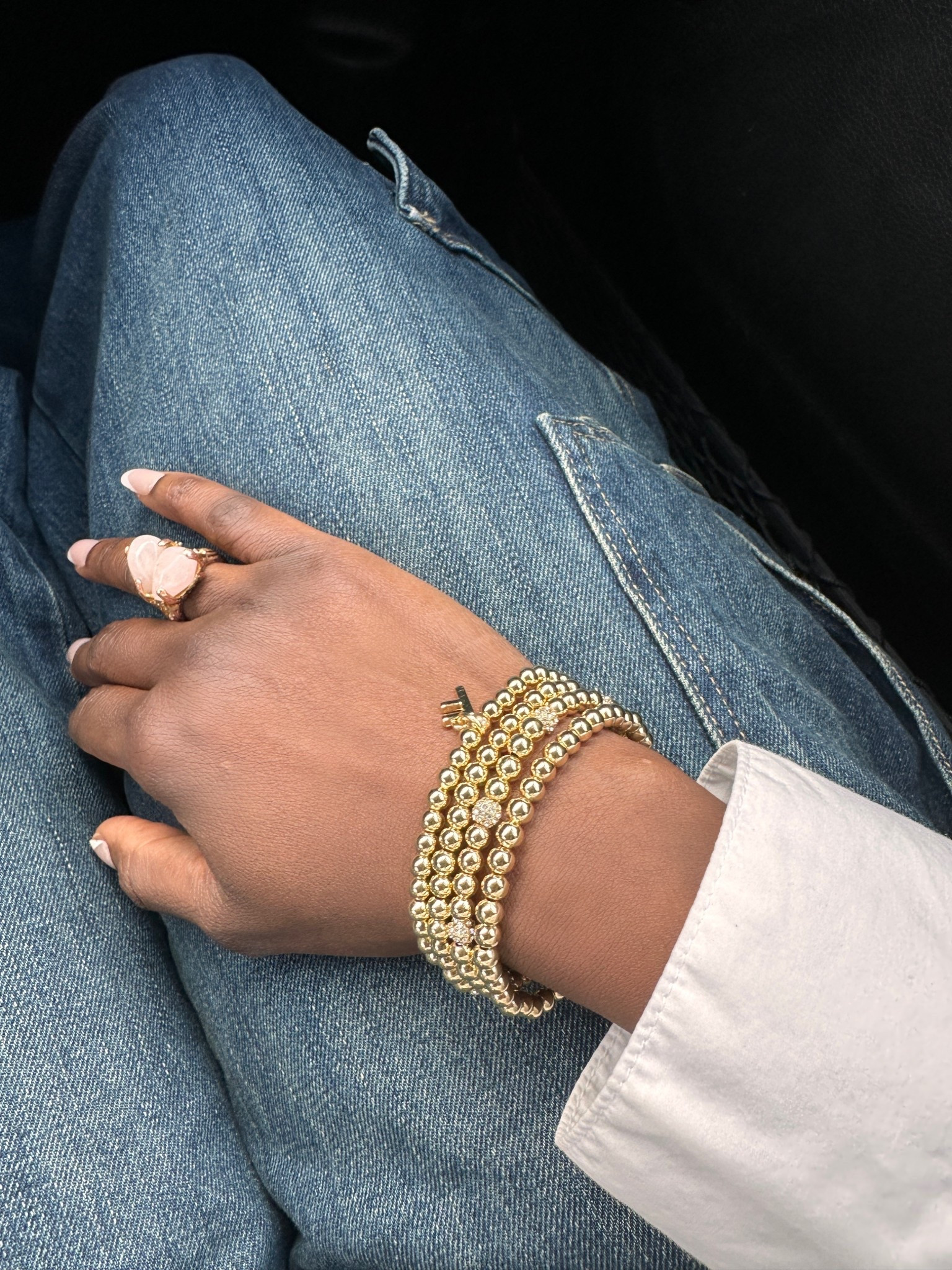 Please ignore my ashy hands🥴 I sometimes were this stack on my left wrist with my watch!

#LTKgrwm #LTKmomlife #LTKOver40