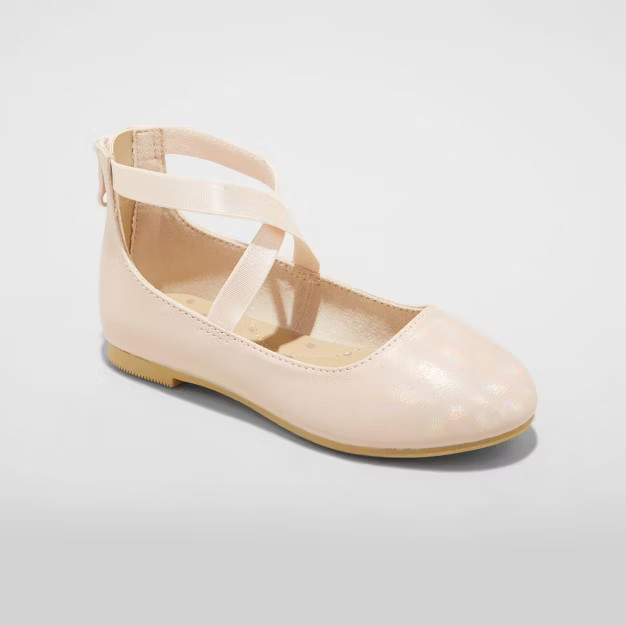 Toddler Girls' Trinity Glitter Ballet Flats - Cat & Jack™ Rose Gold | Target