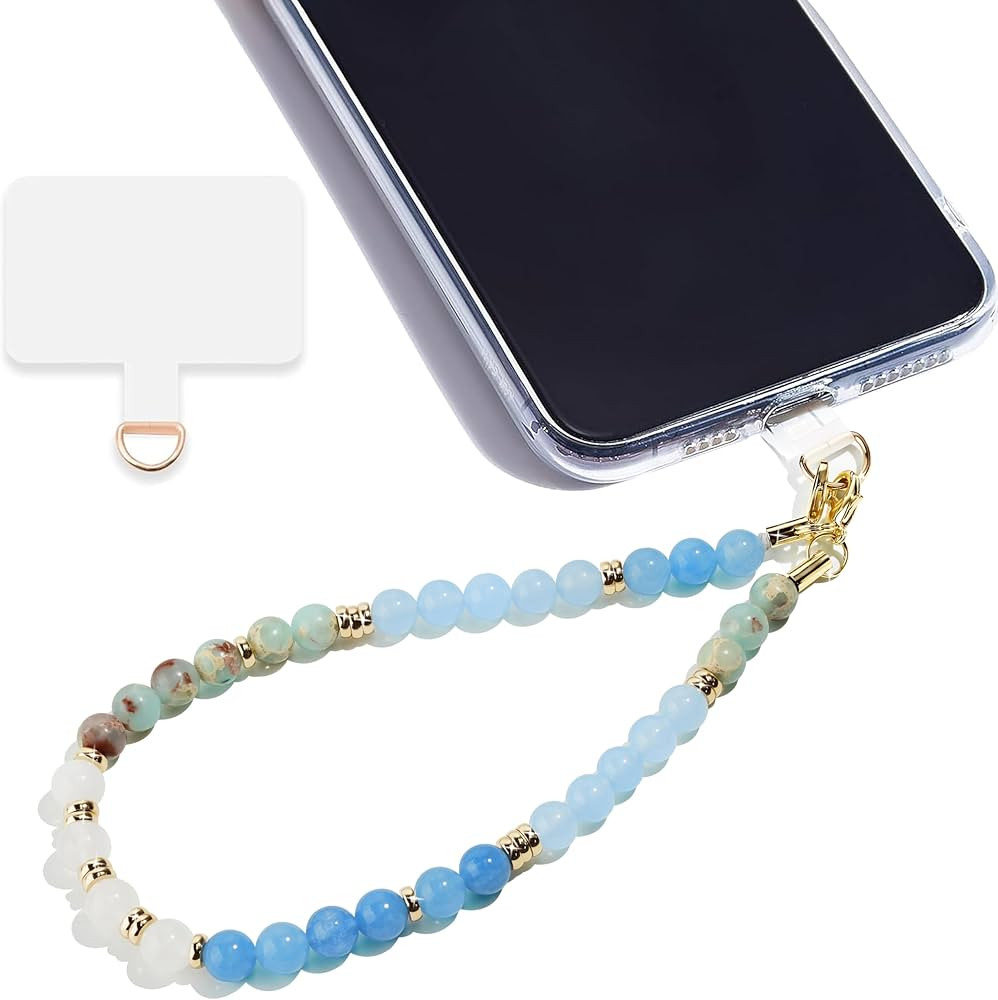 Marble Beaded Phone Wrist Strap,Detachable Phone Bracelet Strap with Tether Tab,Hands-Free Wristl... | Amazon (US)
