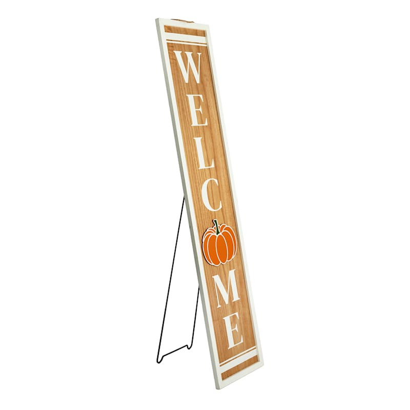 Harvest Hearth Orange Welcome Porch Leaner, 5' | At Home