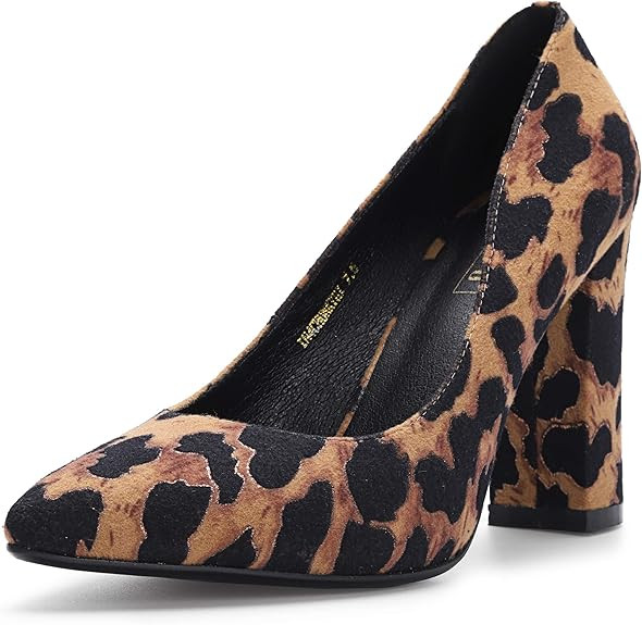 IDIFU Women's IN4 Chunky-HI Block High Heels Closed Pointed Toe Pumps Dress Office Shoes for Wome... | Amazon (US)