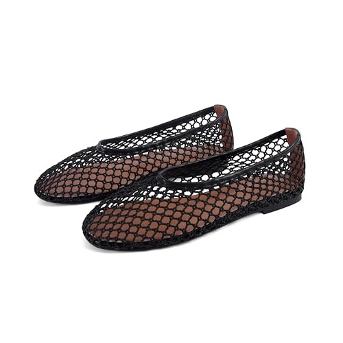Amazon.com | SOVANYOU Women's Woven Ballet Flats White Breathable Hollow Out Mesh Slip On Shoes C... | Amazon (US)