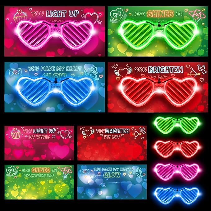 SpringFlower Valentines Day Cards, Valentines Greeting Card with Light Up Glasses,Classroom Valen... | Amazon (US)