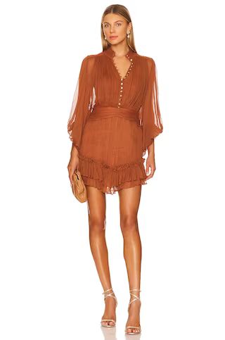 Shona Joy Leonie Button Up Ruched Mini Dress in Almond from Revolve.com | Revolve Clothing (Global)
