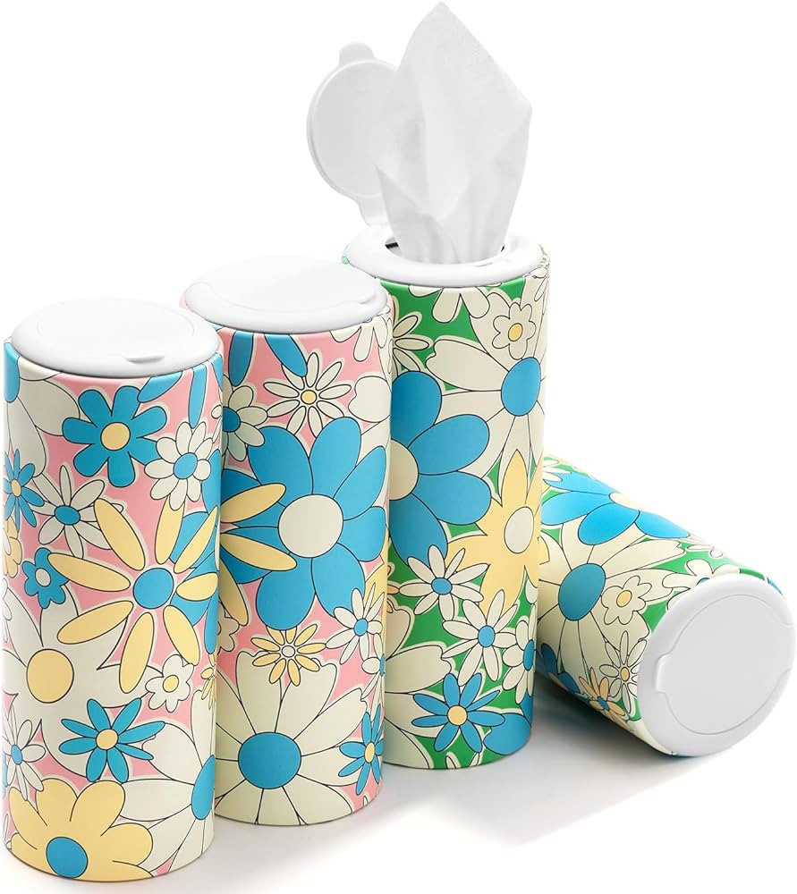 Car Tissues with Lotion, 4 Packs Cylinder Car Tissue Holder, Travel Tissues Box, for Car Cup Hold... | Amazon (US)