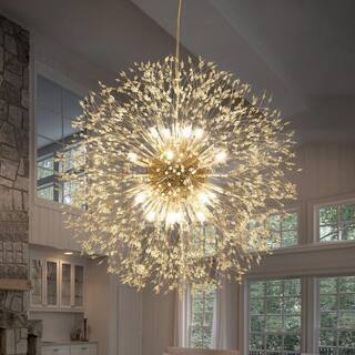 Calzada 16-Light Gold Decor Dandelion Firework Chandelier with Bulbs | The Home Depot