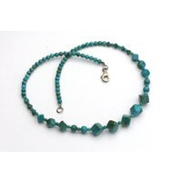 Natural Turquoise Necklace, Southwestern Jewelry, Sterling Silver, Layering Beaded, Cube Beads | Etsy (US)