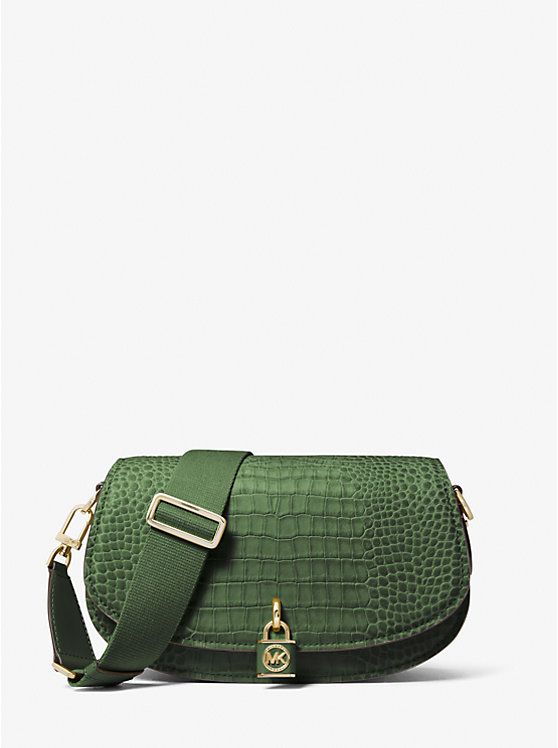Mila Medium Crocodile Embossed Leather Messenger Bag | Michael Kors US