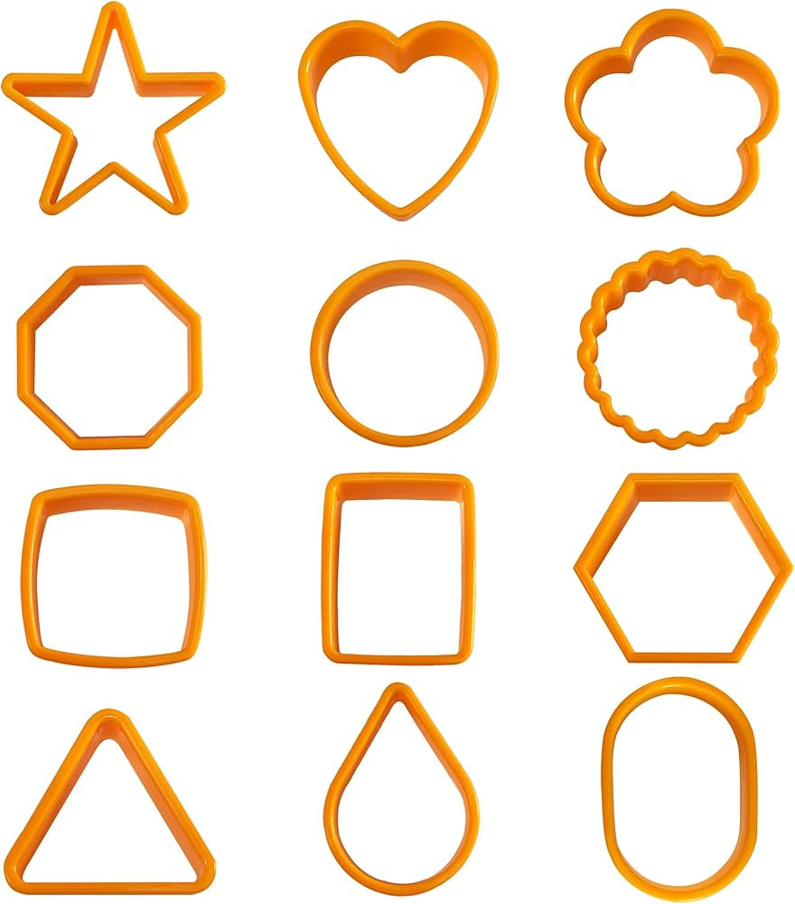 XIPEGPA 12PCS Color Plastic Cookie Cutters Heart Star Triangle for Vegetable Fruit Cutters | Amazon (US)