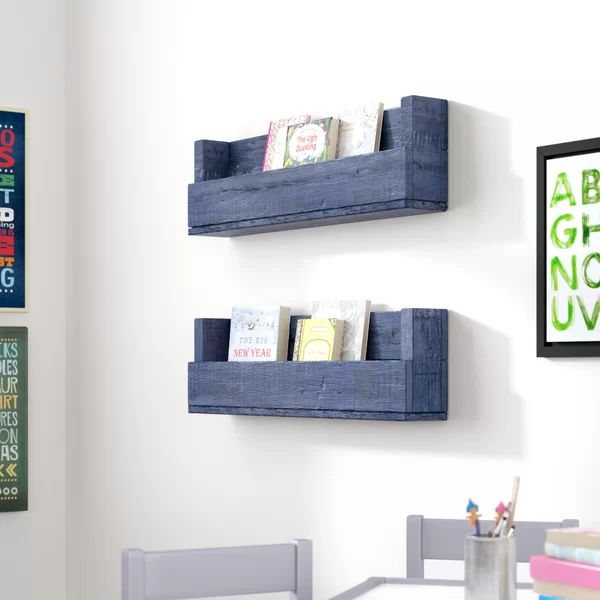 Broward Harriet Bee 8'' H X 28'' W Solid Wood Pine Chip Resistant Floating Shelf Kids Bookcase | Wayfair North America