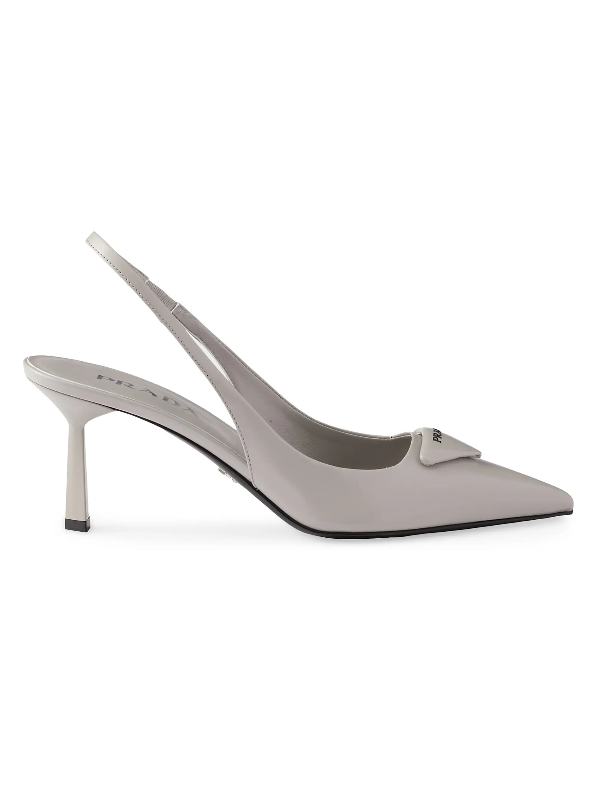 Brushed 75MM Leather Slingback Pumps | Saks Fifth Avenue