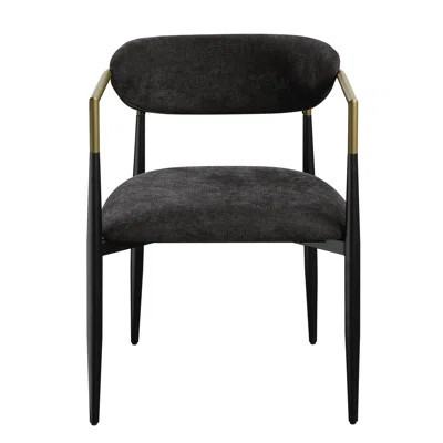 Black Chenille Side Chair (2 Units) - Foam D22/d25, 220lbs Weight Support, 19" Seat Width & Depth, Height, 28" Armrest 12" Back Magnificent With Gold | Wayfair North America