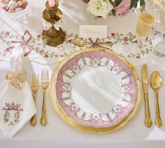 LoveShackFancy Embroidered Bow Table Runner | Pottery Barn (US)