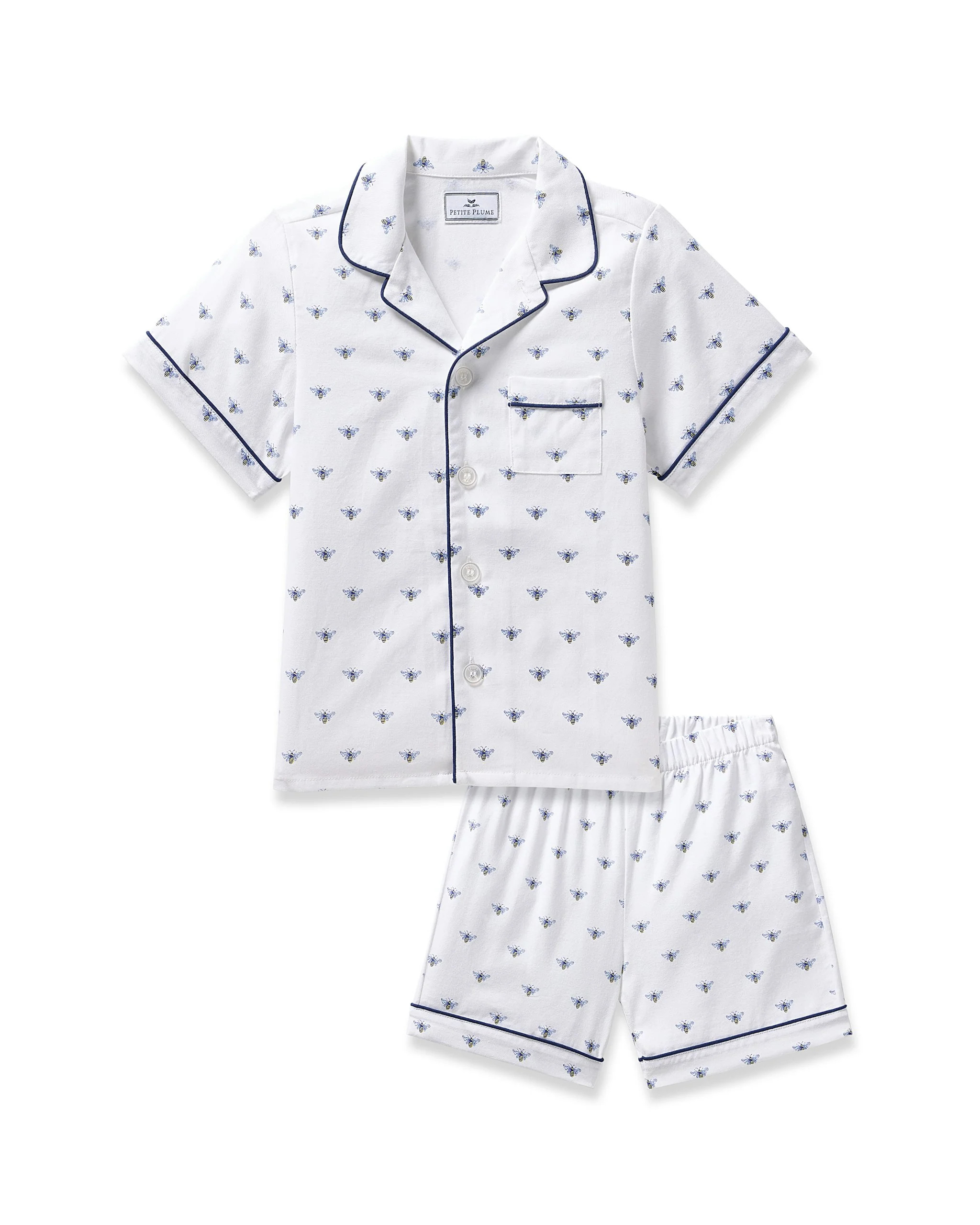 Kid's Twill Short Set in Buzzing Bees | Petite Plume