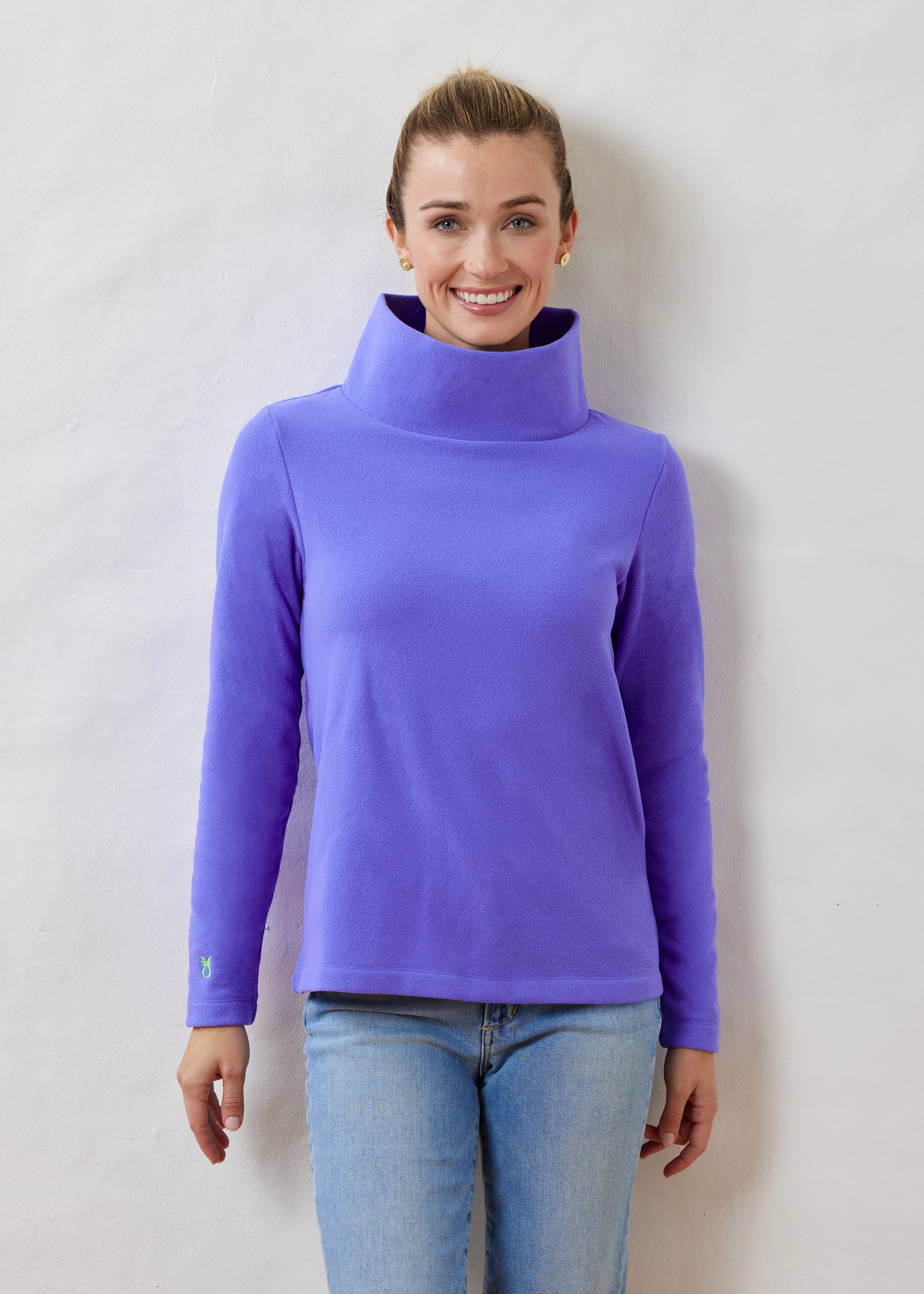 Greenpoint Turtleneck in Terry Fleece (Royal Violet) | Dudley Stephens