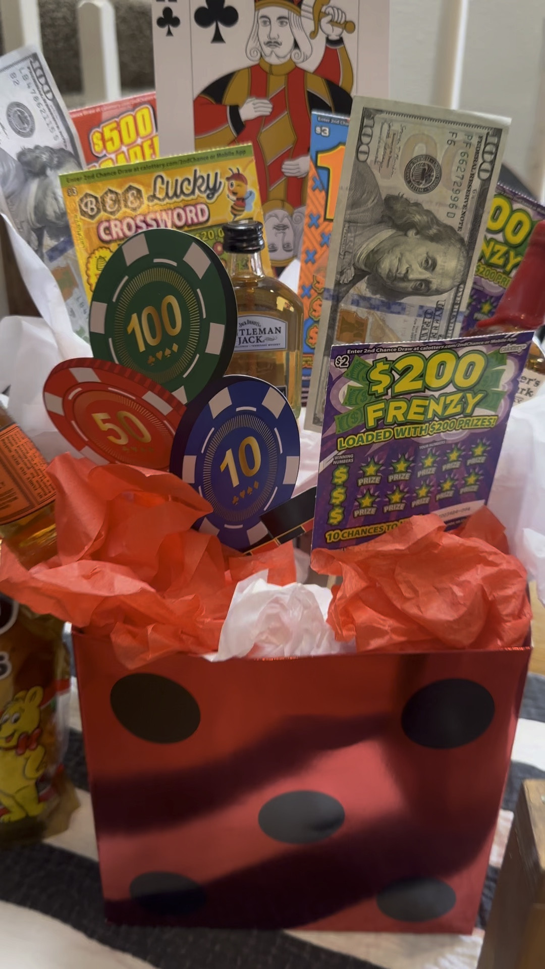 Casino themed Birthday Gift! This would be fun for a 21st Birthday 🎉 This was so fun to pull together! This cardboard dice centerpiece was the perfect vessel to gift all the goodies in. Happy Gifting!!

#LTKGiftGuide #LTKParties