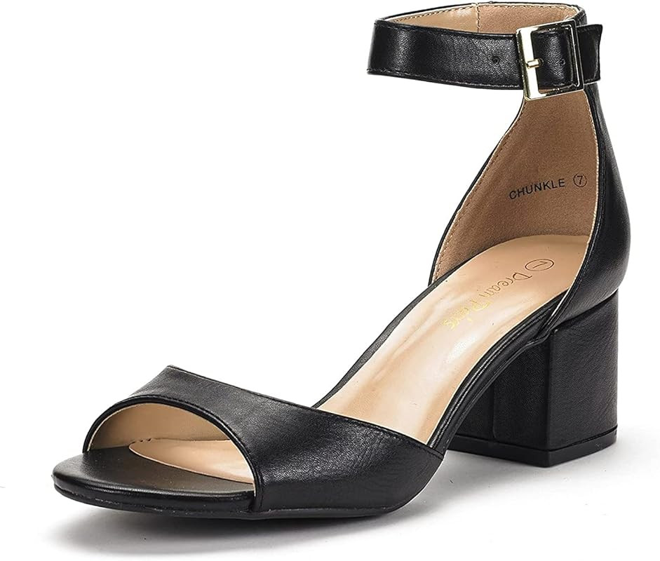 DREAM PAIRS Women's Chunkle Low Heel Pump Sandals | Amazon (US)