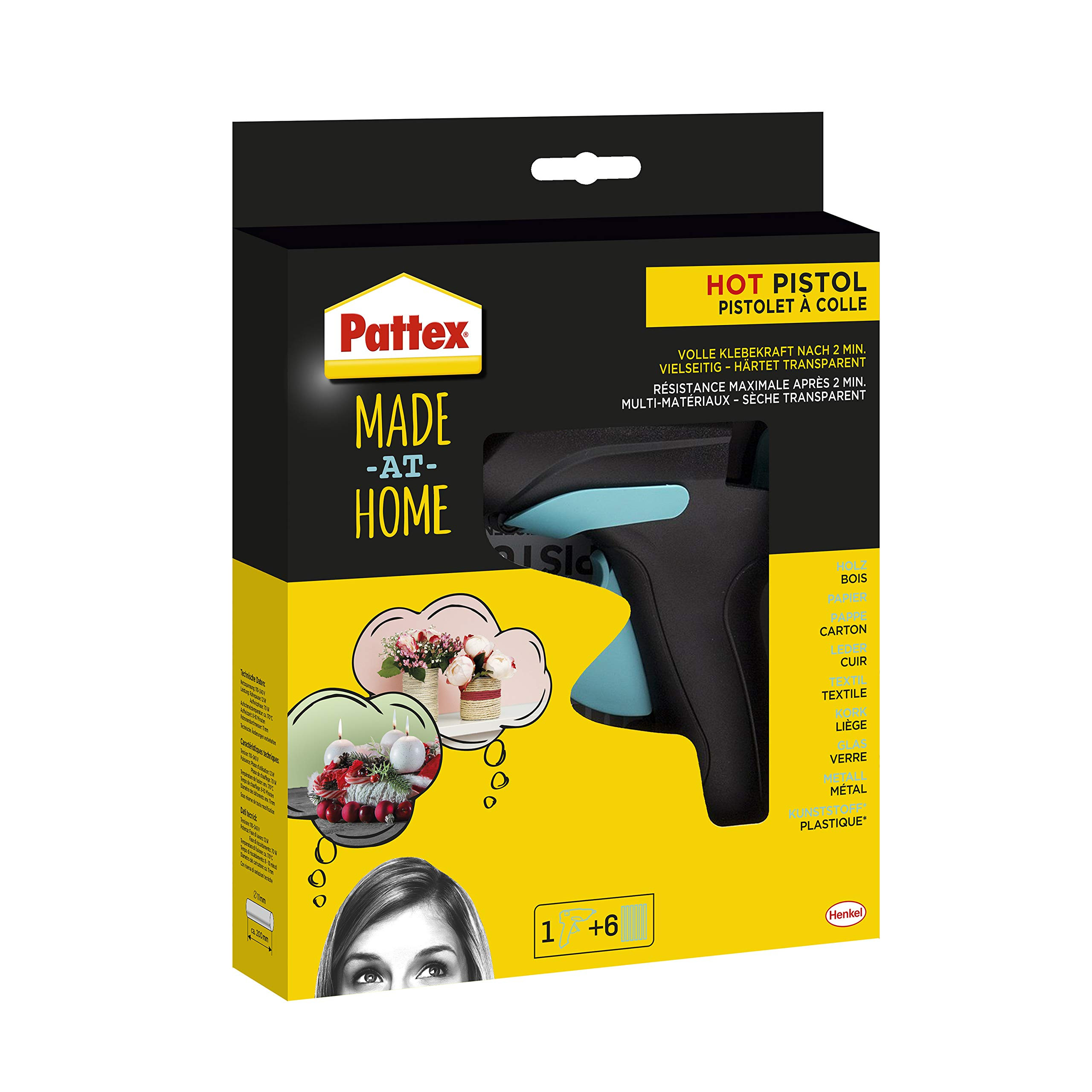 Pattex Made at Home Heißklebepistole, Kleber für kreative Heimwerkarbeiten, Set aus 1x Klebepis... | Amazon (DE)