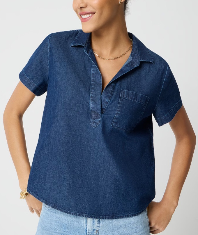 Collared denim shirt 
Spring outfit 

#LTKSeasonal #LTKSaleAlert