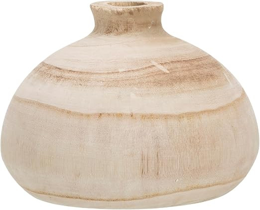 Creative Co-Op Small Paulownia Wood Vase (Each one Will Vary) Decorative Accents, Natural | Amazon (US)