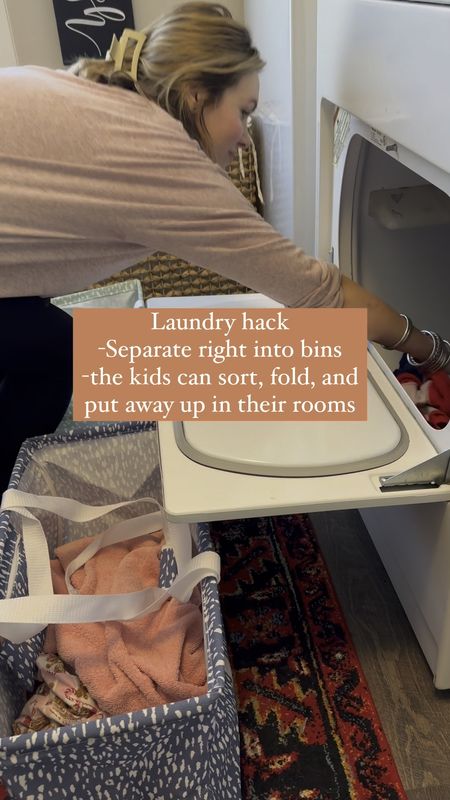 Collapsible laundry totes from target have been a game changer for organizing and staying caught up with laundry. Both girls have one and sort from dryer, then carry up to room and put away! 

#LTKhome #LTKxTarget #LTKVideo