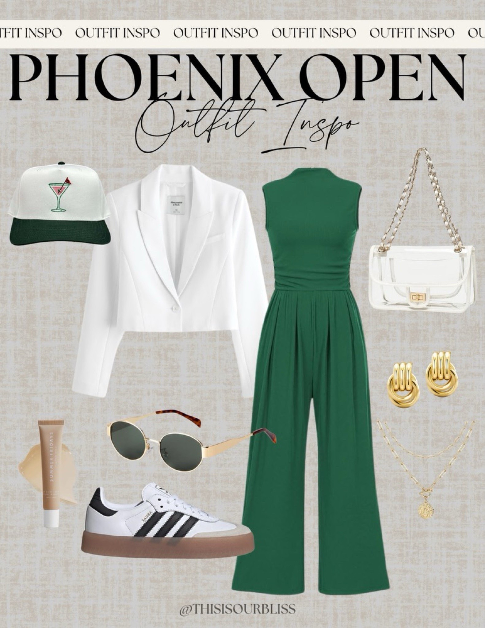 🏌️‍♀️ Phoenix Open Outfit Inspo! Whether you're hitting the greens or just there for the vibes, this chic yet comfy look has you covered. 🍸 Loving this mix of sporty sneakers, a pop of emerald, and timeless accessories. Shop the full look now! 💚✨ #PhoenixOpenStyle

#LTKStyleTip

#LTKSaleAlert #LTKActive #LTKdayinmylife
